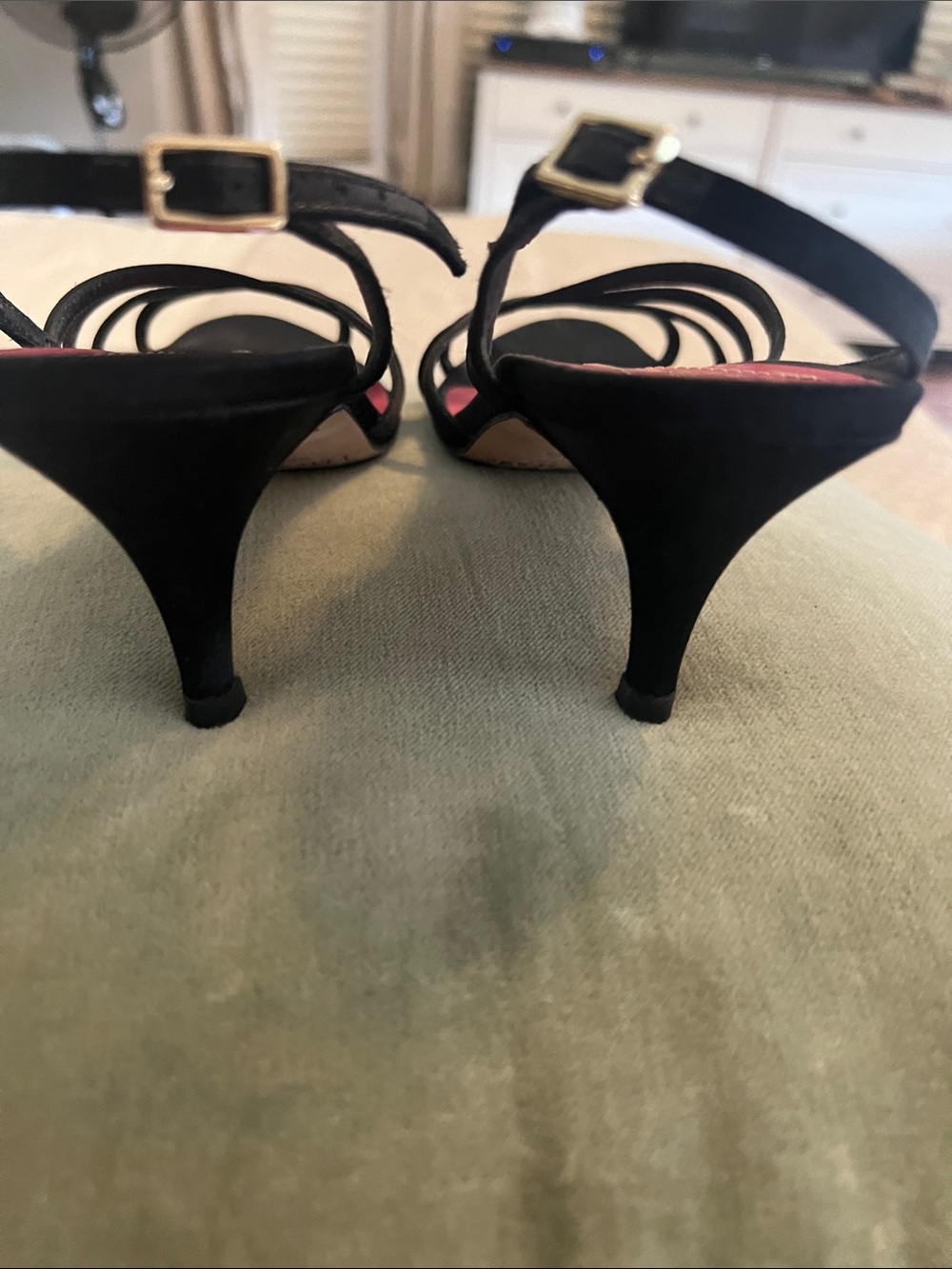 kate spade Black Strappy Slingback Heels with Pink Insole - Picture 2 of 4